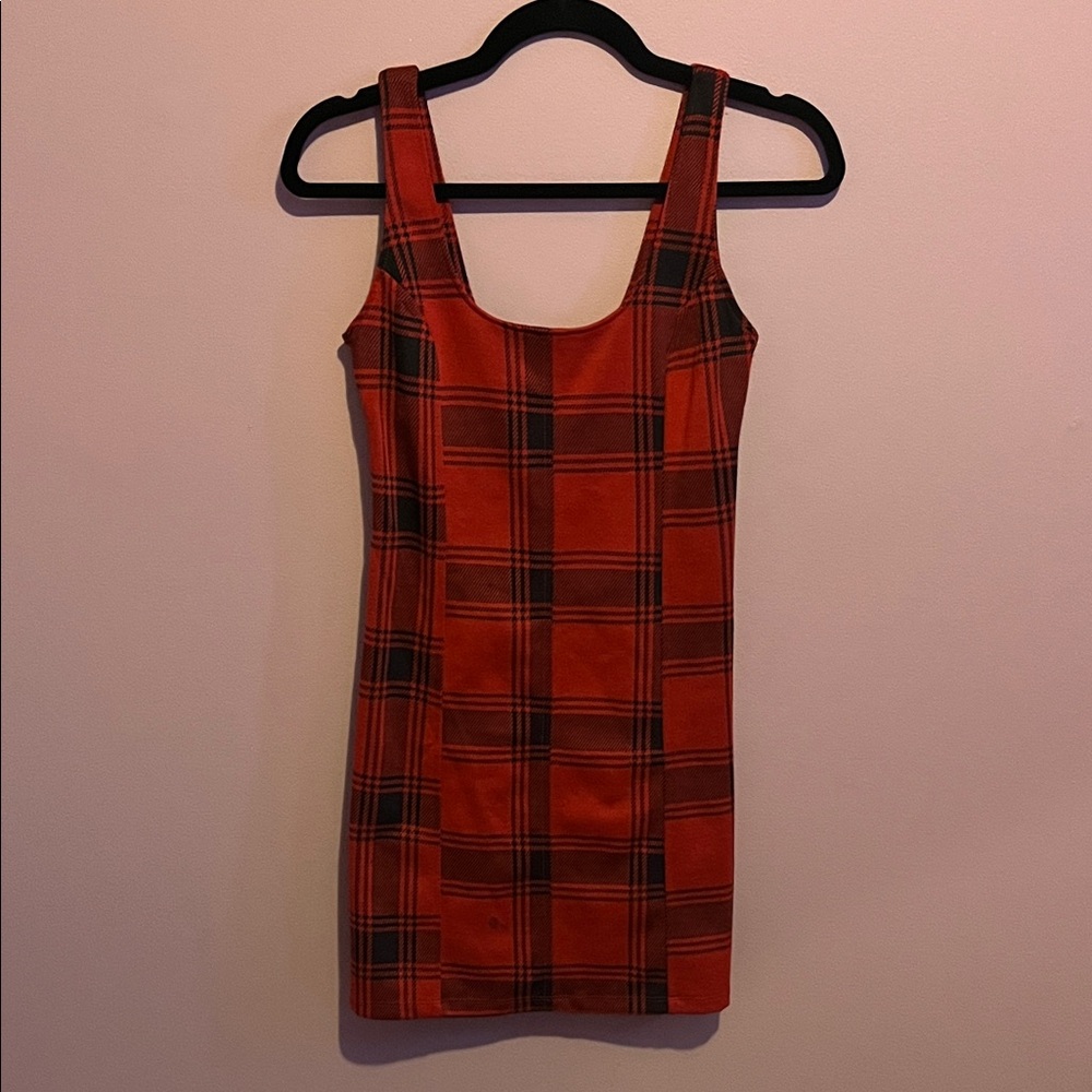 Chic Red Plaid Mini Dress
